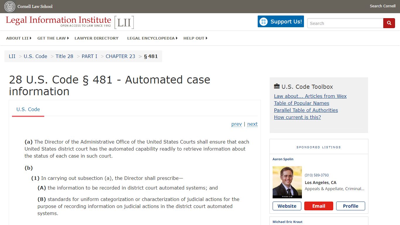 28 U.S. Code § 481 - Automated case information